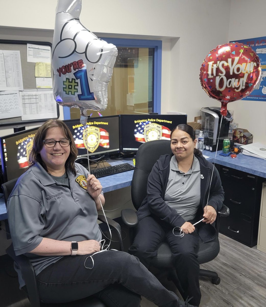 BridgetonPD's tweet photo. Happy National Tele-communicator’s Week to the hard working dispatchers of the Bridgeton Police Department. You are appreciated more than you know for the work you do every shift! Thank you from the Officers of the department for your dedication and everyday support. https://t.co/EOukmRgQ7M