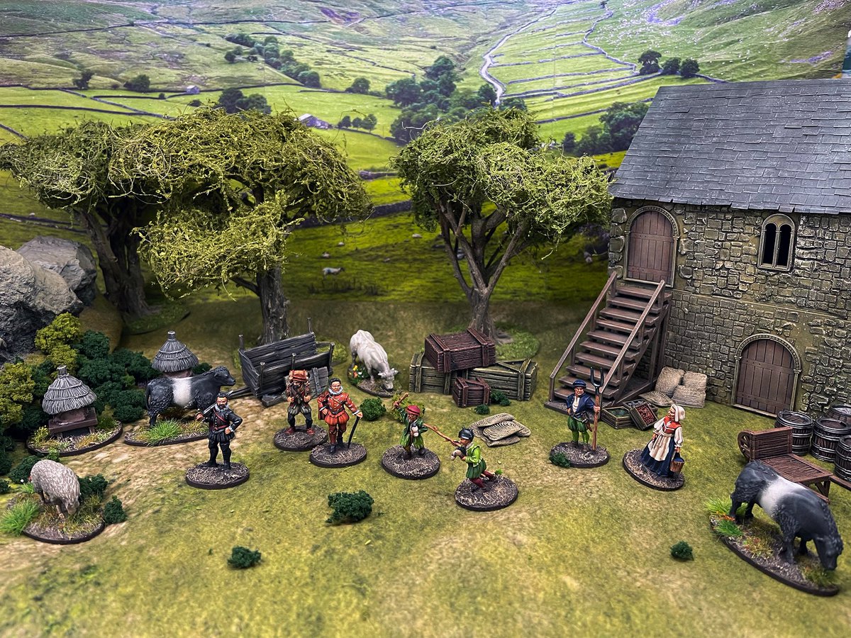 panzerkaput's tweet photo. I have finished for last elements for my Border Wars starter set from Flags of War. These are a border farmer's family and a very well known Envoy, his unable assistant and cunny servant. They are so much fun. #borderwars #flagsofwar #borderreiver https://t.co/PR5UVecyU0