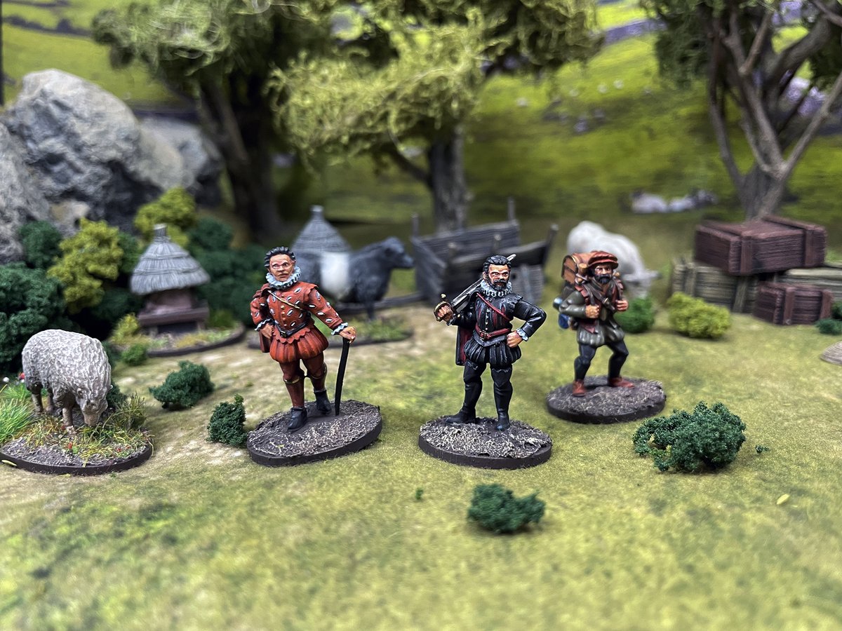 panzerkaput's tweet photo. I have finished for last elements for my Border Wars starter set from Flags of War. These are a border farmer's family and a very well known Envoy, his unable assistant and cunny servant. They are so much fun. #borderwars #flagsofwar #borderreiver https://t.co/PR5UVecyU0