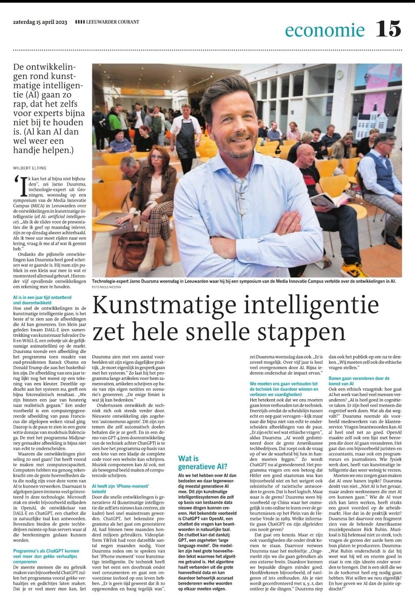 GJIZ's tweet photo. Daar zit ze hoor... 😅
Gelukkig was er ook tijd om even bij te praten en even een foto te maken @JarnoDuursma... 🤗 #symposium #AI #MICA https://t.co/fcIENrc9dp