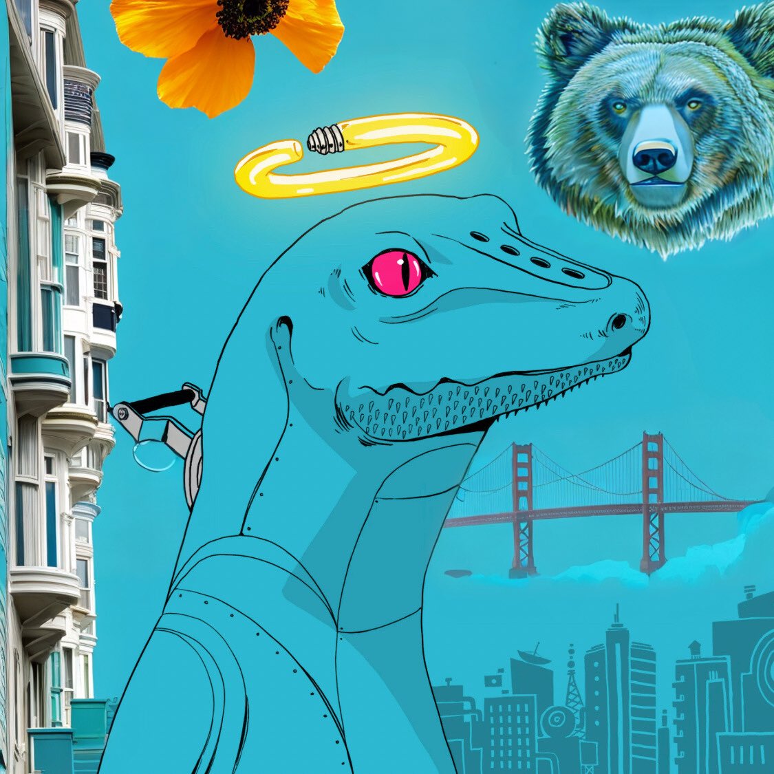 NorthernBayer's tweet image. Happy 415 Day everyone ! In honor of todays date and the area code of SF here is a San Francisco themed Lizard for your viewing pleasure 🌁