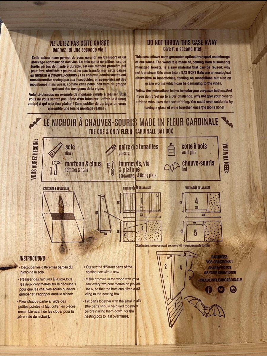 daily_wholesome's tweet photo. On the inside of this wooden wine case are instructions on how to make a little home for bats
#humansbeingbros #wholesome #wholesomememes #aww https://t.co/RsvQdFiDbm
