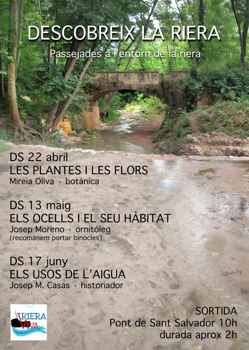 Els company/es de Riera Viva han organitzat unes passejades per descobrir la riera de #scfarners acompanyats d’experts. Ens sembla una iniciativa tan interessant que us la compartim! 👏🏻👏🏻👏🏻👏🏻