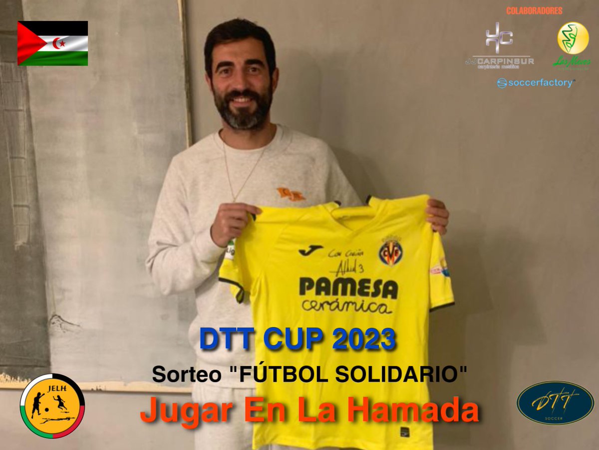 Gracias a @raulalbiol33  por donar su camiseta del @villarrealcf en beneficio de <a href="/JugarEnLaHamada/">JugarEnLaHamada</a> 

 Formará parte del sorteo #FútbolSolidario organizado por #DTT 

Los beneficios irán destinados a promover el deporte entre los niños saharauis. 
#DTTCup2023 #saharaoccidental🇪🇭