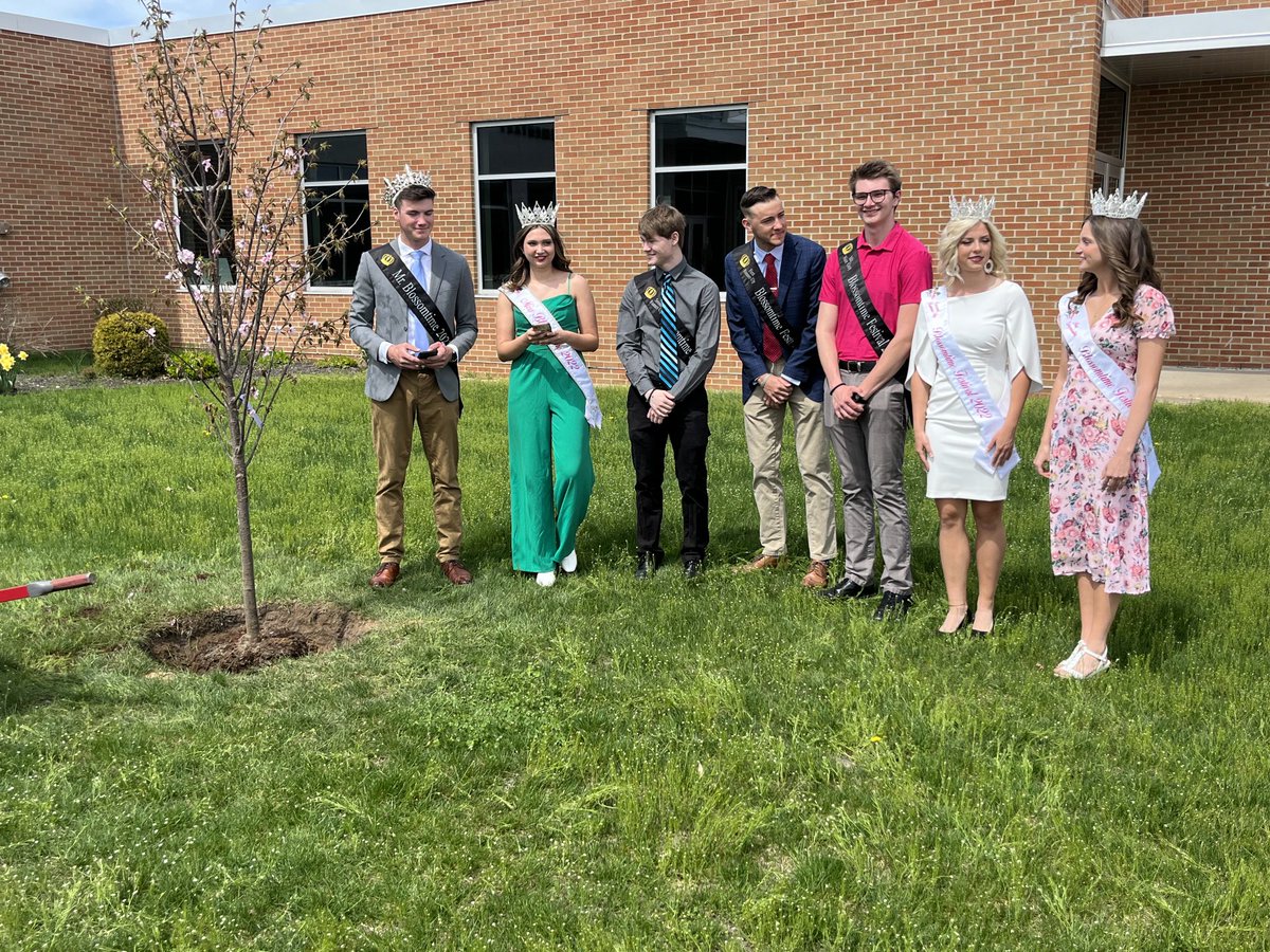 Mr. & Ms. Blossomtime with their court at Coloma Elementary dedicating a tree to the memory of Angie Seabury who passed away last year. She will always be remembered!!