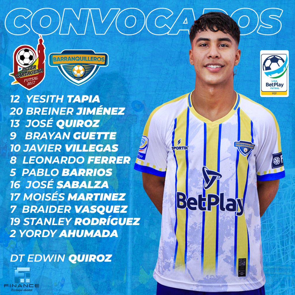 BarranquillaFS's tweet photo. 📝 Nuestros 12 guerreros convocados para viajar a la heroica Cartagena a disputar los 3 puntos de visitante frente a Inter Cartagena

🗓 Hoy Sabado 15 Abril 
📍 Cartagena, Bolivar 
🏟 Unidad deportiva Coliseo Rocky Valdez
⌚️ 6:00 PM

#barranquillerosoy💙💛 https://t.co/EnUEhgiSV8