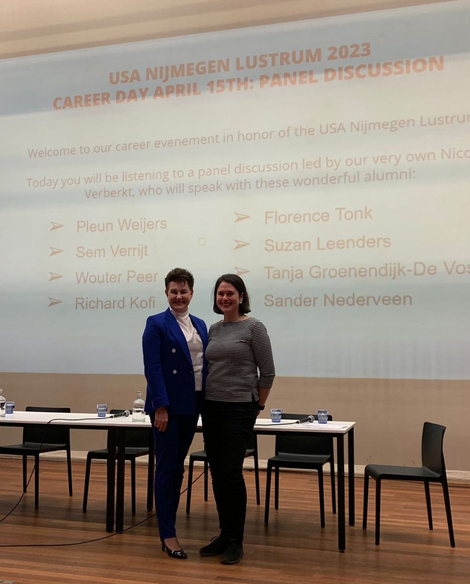 groenbar's tweet photo. With @SuzanLndrs ao, we joined Career-event Forum at 20y @usanijmegen giving tips to @Radboud_Uni #AmericanStudies' students. Interesting &amp; fun! 
#careertips #students #USNL #alumni #university #internship #friendsforever #aftergraduation #Nijmegen #studyplus #transatlantic #US https://t.co/Q5ngVRtiku