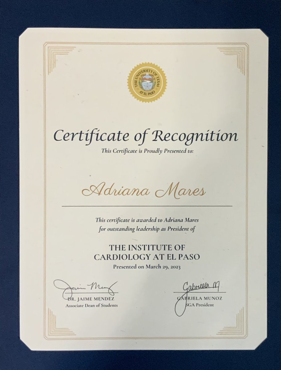 ICEP_ElPaso's tweet image. Congratulations to our Founder &amp;amp; President, @AdrianaCMares, for her exceptional leadership during the last 8 years and counting🫀👏🏻!

We're grateful for her unwavering dedication to our members &amp;amp; her efforts to guide them in their pursuit of becoming future cardiologists.

#ICEP
