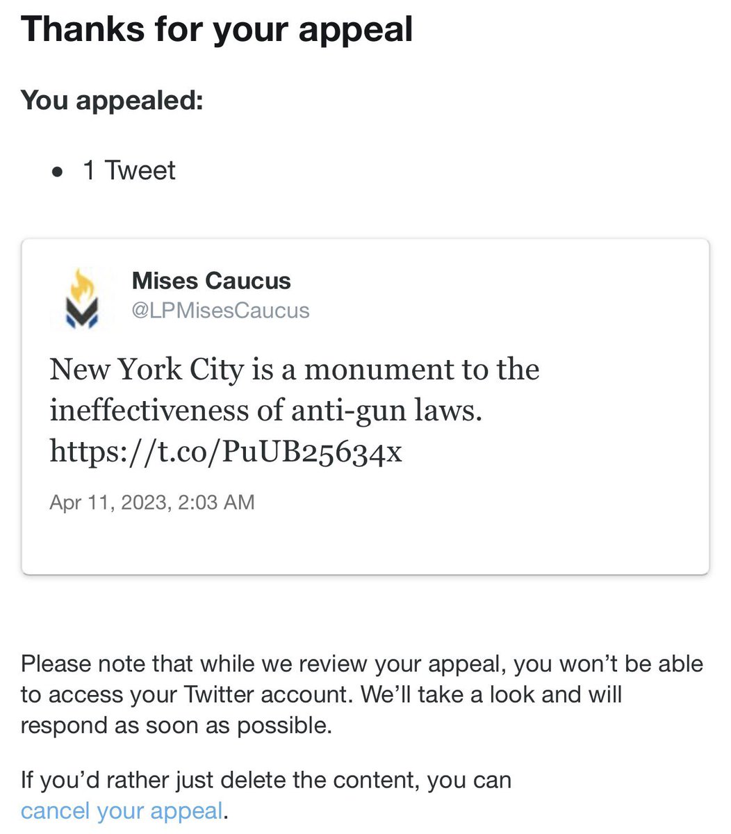 TRHLofficial's tweet photo. The @LPMisesCaucus has been banned for sharing unpopular, legitimate news, with no reasons cited— just “rules”. This caucus leads the libertarian party. I’m a free-speech absolutist, and I hope this is remedied soon, ideally, before I speak at an event with them in Austin 4/29. https://t.co/HBgIPD27Jj