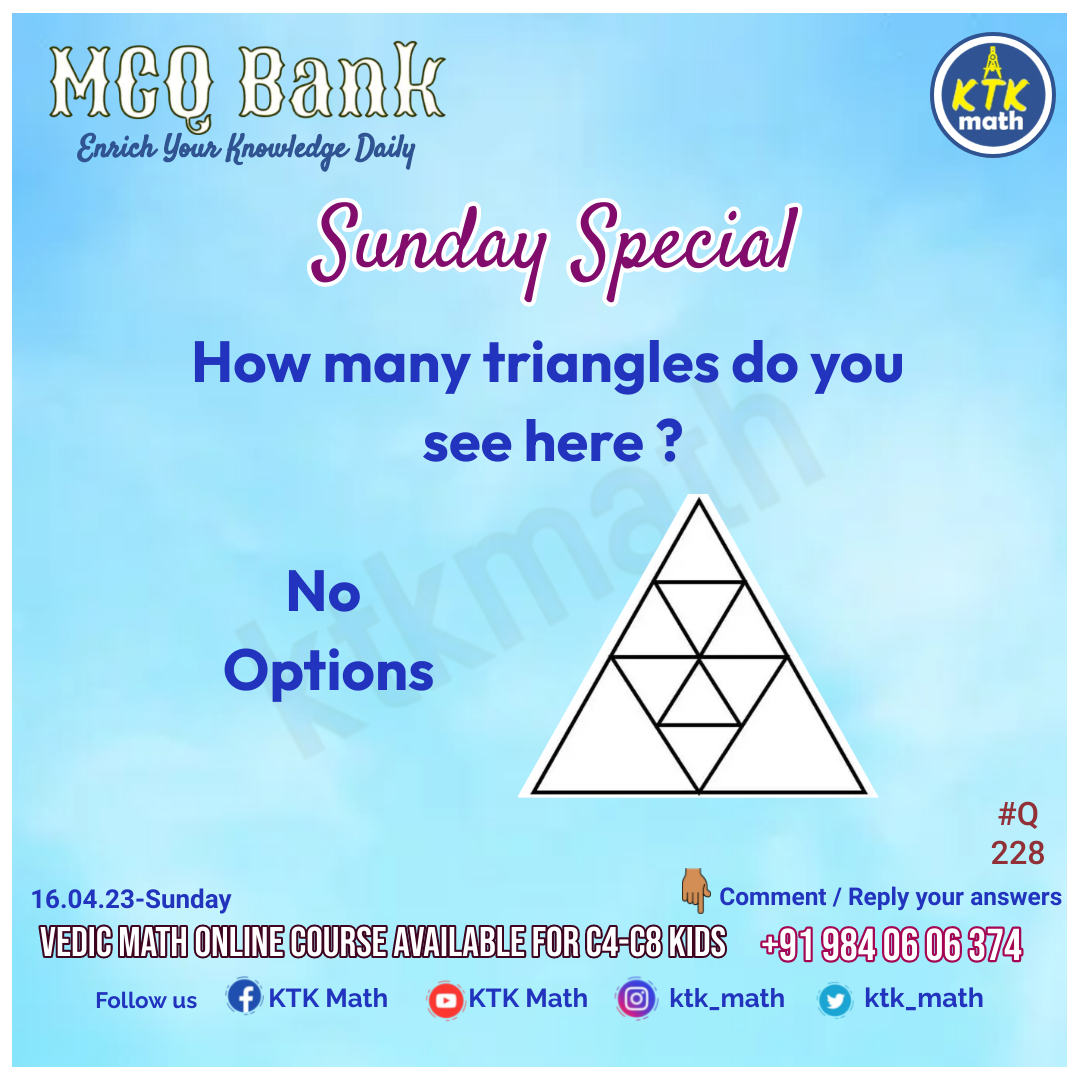 tn_examprep's tweet photo. Hai... Can you give a try here? #Q228 #MCQ #Math #mathisfun #mcq #maths #mathematics #mathGPT #mathmcq #puzzle #dailypuzzle #mathpuzzle #mathsmcq #mathforlife #everydaymath #ktkmath #brainteaser #riddle #puzzles #puzzleday #mathpuzzles #vedicmath #onlinecourse https://t.co/vOqZL50umw