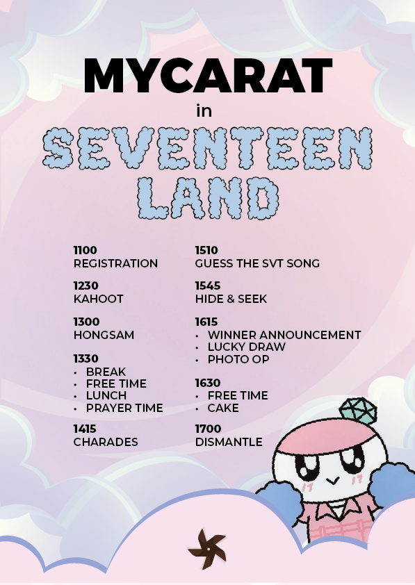 Good morning, CARATs!

Our tentative schedule is out :D Plan your day ahead to join any of the mini games we've prepared for you. Don't worry, we'll distribute the game prizes after each game 🤩 So take your time coming to our event!

Book your slots here: forms.gle/vysgHNqPZW587J…