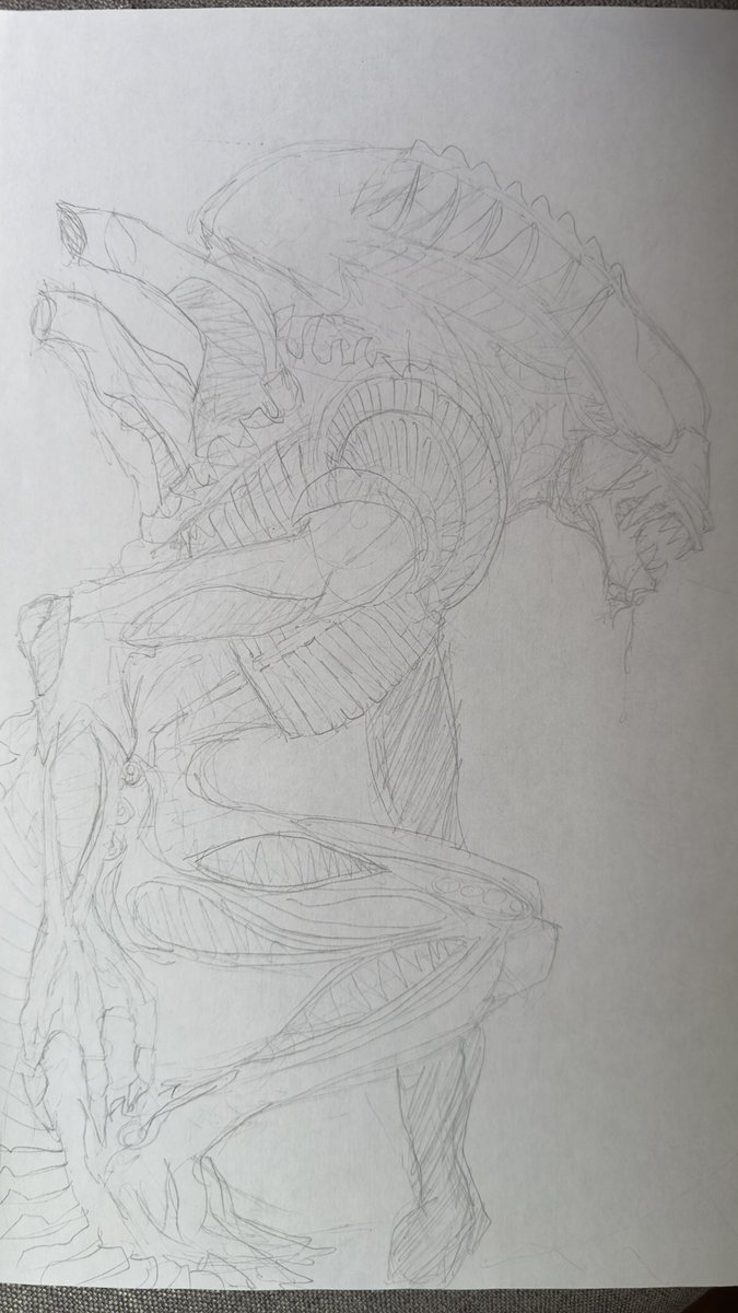 AmaruAnsoni's tweet photo. Un sketch que hice hace un tiempo, un intento de alíen, son absurdamente complicados para mi xd https://t.co/iRf9VWKW8c