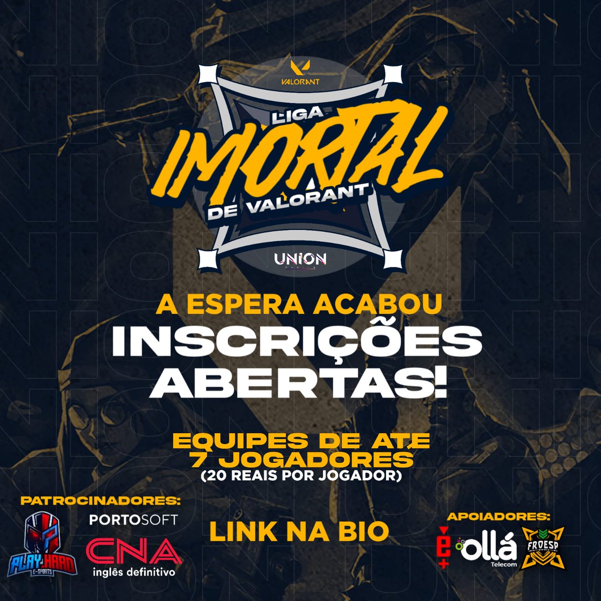 orgunion's tweet image. E aí, já montou o seu time de Vava??

Já pensou ser o primeiro campeão da Liga Imortal de Valorant Rondônia?