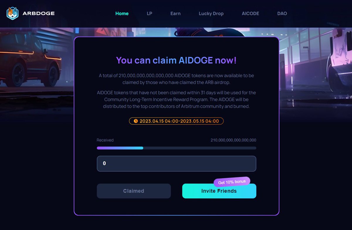 เคลมเหรียญมีม AIDOGE สำหรับท่านที่ได้รับ $ARB airdrop
👉 arbdoge.ai
.
เคลมแล้ว สามารถไปเทได้ที่ (กดแท็บ V2 mode)
👉 app.camelot.exchange
.
แอดได้ ARB airdrop 4 พันกว่า เอาไป swap ได้มาประมาณ $7-8 USDC
.
Contract: arbiscan.io/token/0x09e185…