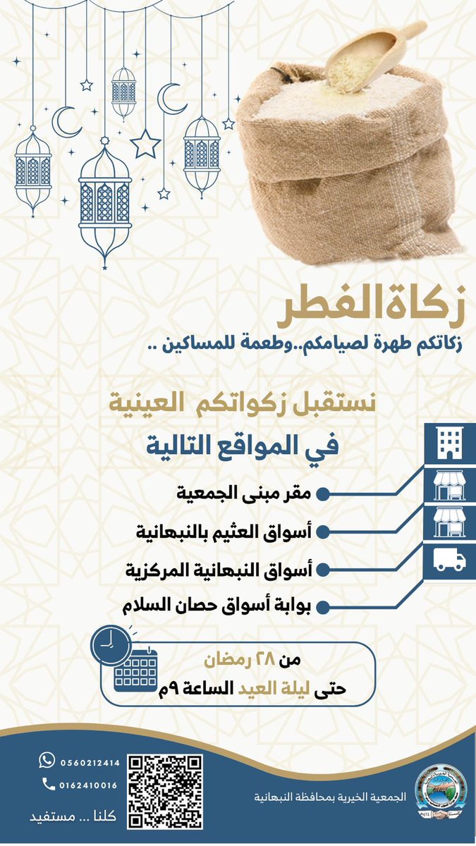 Nbhabir's tweet photo. مواقع استقبال زكاة الفطر في محافظة #النبهانية https://t.co/I0BxwI9NpB