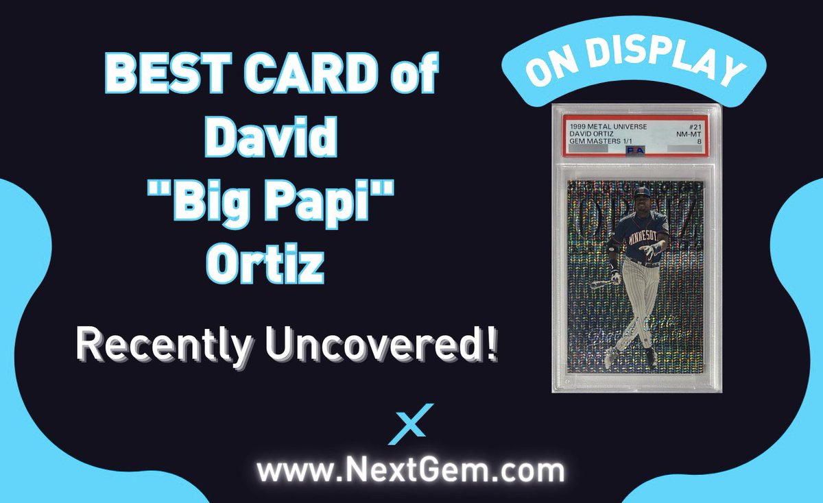 @roroweber1 @NextGemApp This amazing David Ortiz card will be on display at the @NextGemApp booth (#103) at the @MN_Card_Show. Can’t wait to see everyone!