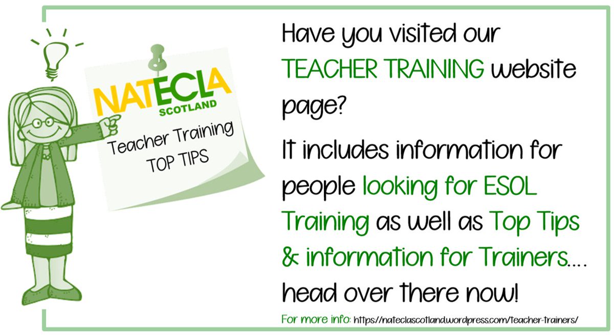 nateclascotland's tweet photo. Are you a Teacher Trainer? Then head over to our dedicated website page for info, tips, resources and much more!
https://t.co/gIjAA4JL9B
#esol #lovesol #teachertraining https://t.co/DwG0aV7gsy