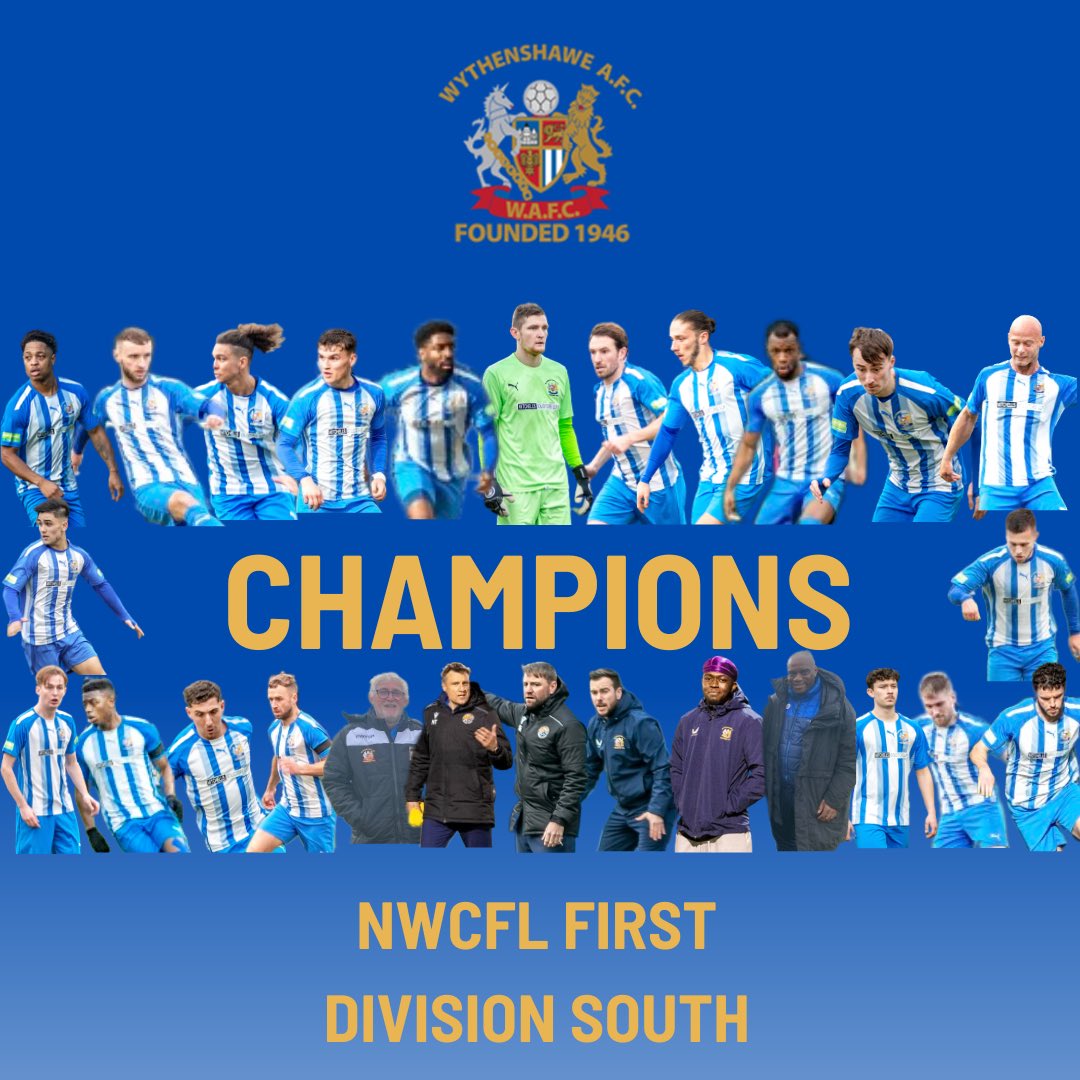 WythenshaweFC's tweet photo. CHAMPIONS! 

#UpTheAmmies 🔵⚪️ https://t.co/Qi27mSJIXD