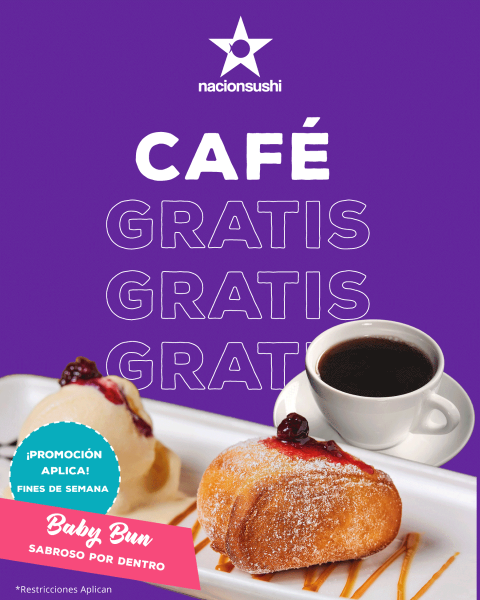 ¿Buscas el postre perfecto para endulzar tu fin de semana?😍Nuestro delicioso y decadente Baby Bun complacerá  a los paladares mas exigentes.

¿Y lo mejor? por la compra de tu postre Baby Bun, te regalamos un café gratis para completar tu fin de semana.