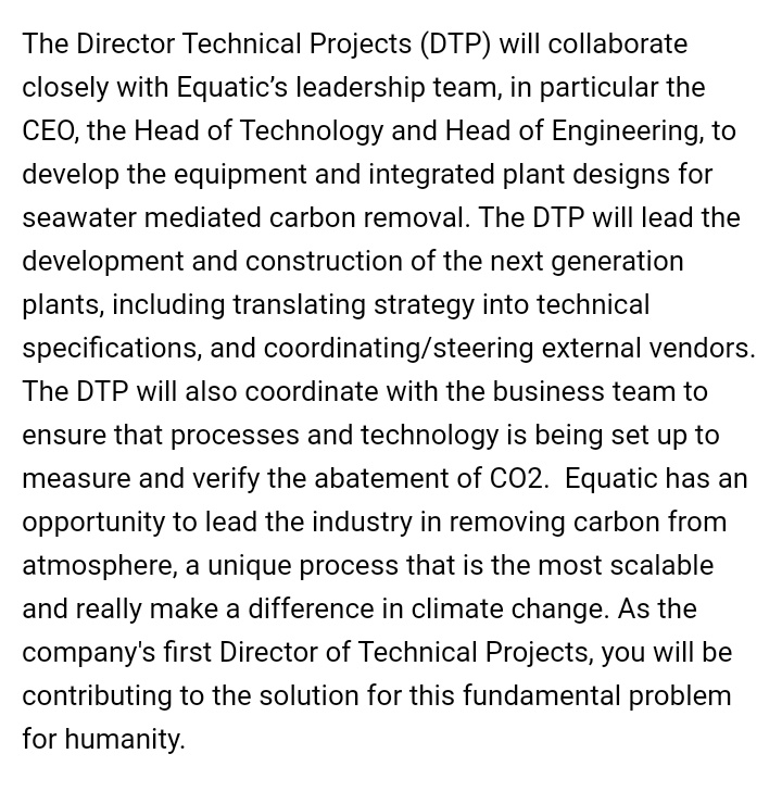 geoengineering1's tweet image. 📢 #Vacancy
Director Technical Projects at @equatic_tech 

Apply here 👇🏻
boards.greenhouse.io/equatic/jobs/4…

#CarbonDioxideRemoval 
#mCDR

About the Role 👇🏻