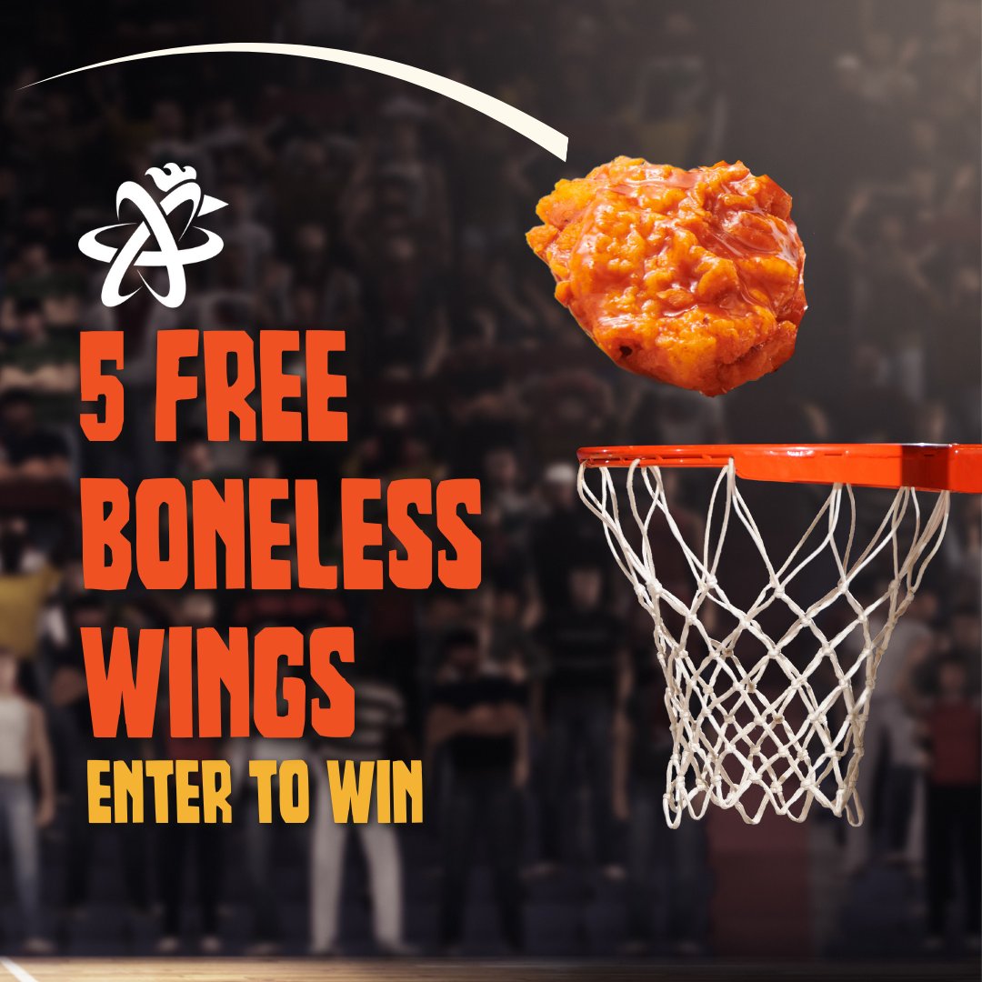 AtomicWings's tweet photo. Slam-DUNK your wings in one of our 17 mouth-watering sauces. 🤤 Spice up your basketball viewing experience by entering our giveaway, and you could win 5 FREE boneless wings. Learn more: https://t.co/k1P9oHRjI9 #BonelessWings #ChickenWing #Basketball #AtomicWings https://t.co/bKykVCvE0e