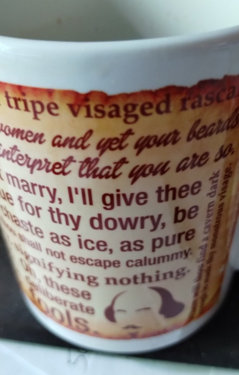 SMillrWrites_on's tweet photo. In honor of #DeepDiveWS 's last hurrah I broke out the Shakespeare insults mug.
You're welcome.🤭 https://t.co/S8I1wVcYoE