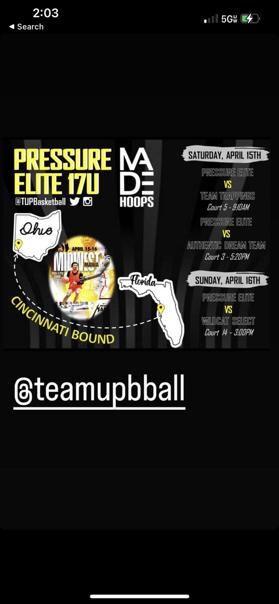 SCHEDULE FOR THE WEEKEND <a href="/madehoops/">MADE Hoops</a> Midwest Mania Cincinnati Ohio

Me and my squad are some DOGS TO WATCH
@TUPBasketball 
@kinghamp5 
<a href="/madehoops/">MADE Hoops</a> 
<a href="/eric_hampford/">Eric Hampford</a> 
<a href="/TravisGrafHoops/">Travis Graf</a> 
<a href="/TonyMcNiff2/">Tony McNiff</a> 
<a href="/MaxFeldman6/">Max Feldman</a> 
<a href="/chadbabel/">Chad Babel</a>