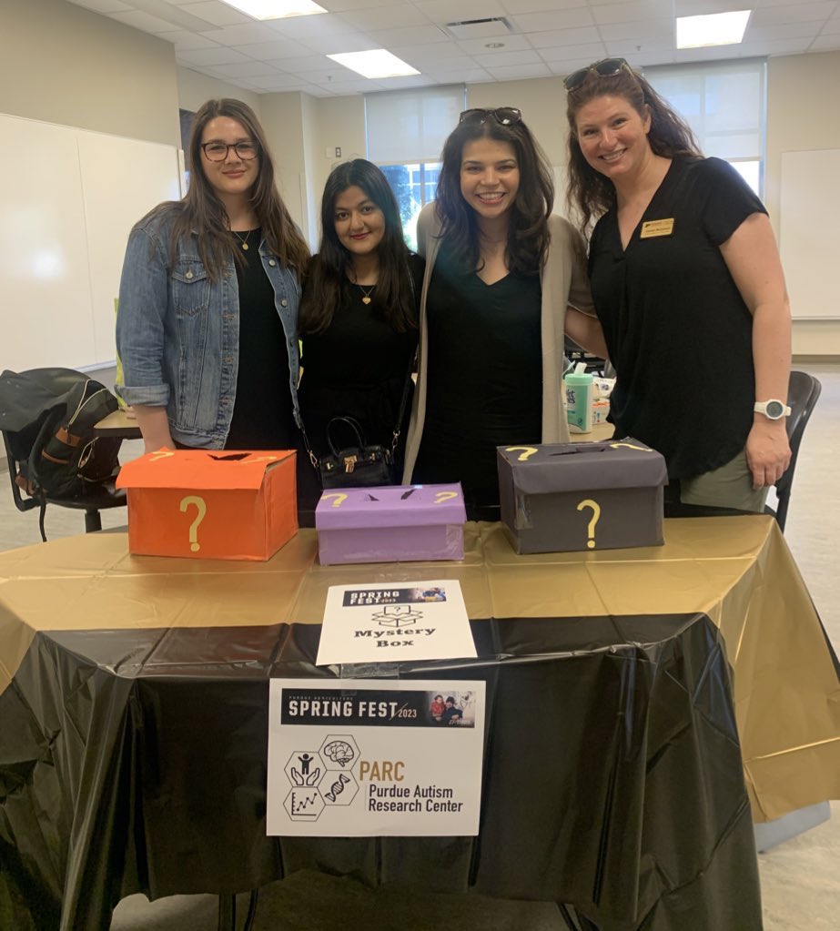 Come visit <a href="/PurduePARC/">Purdue Autism Research Center</a>  <a href="/LifeAtPurdue/">Purdue University</a>’s  #SpringFest today🦋🌸☀️in Lyles-Porter Hall Room 1160! 

Can you guess what’s in the ❔mystery boxes❔ Come play to find out! 🕵🏻
