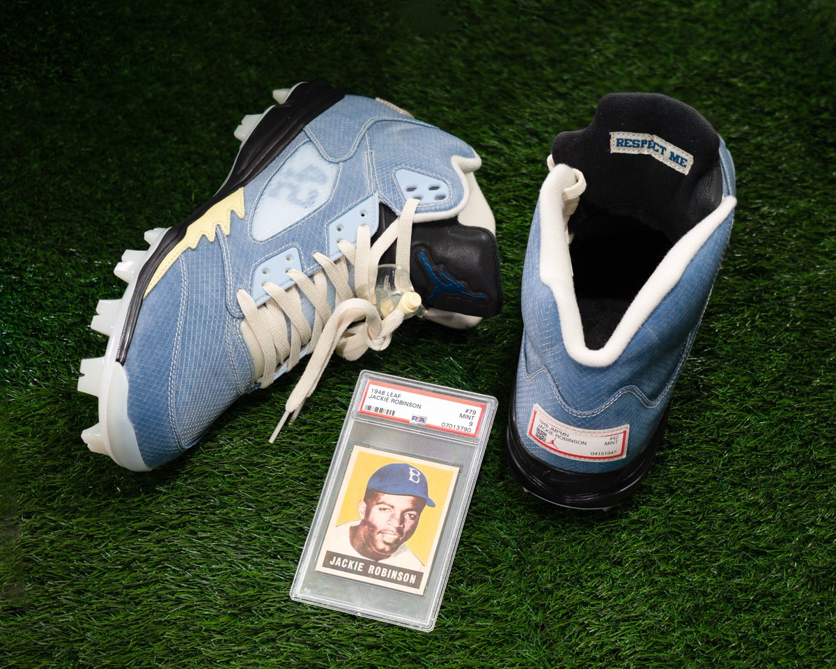 Honoring a legend. 💙

To celebrate #42, <a href="/Jumpman23/">Jordan</a> designed a custom pair of Jordan 5s - pulling inspiration from his iconic 1948 Leaf rookie card.

#JackieRobinsonDay