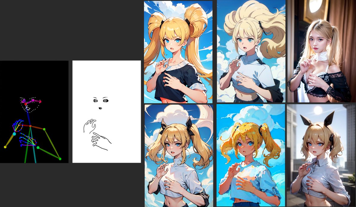 toyxyz3's tweet photo. ControlNet v1.1 test #stablediffusion #AIイラスト #txt2img #controlNet #pose2img #face2img https://t.co/OnH0OiEKvF
