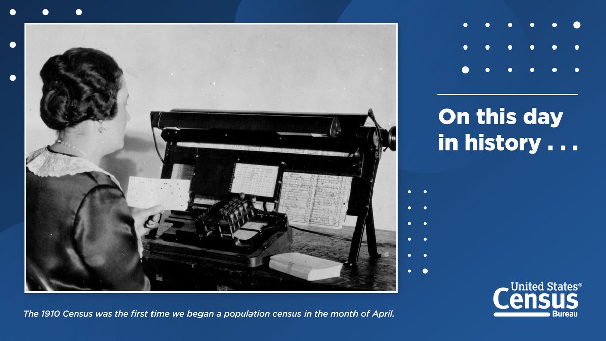uscensusbureau's tweet image. #CensusHistory Fun Fact: In 1910, Census Day, the day that determines who is counted and where they are counted, was Apr. 15.

#CensusDay was moved to Jan. 1 in 1920 but then back to April in 1930. We have begun the census Apr. 1 ever since.

Learn more: census.gov/history/www/ho…