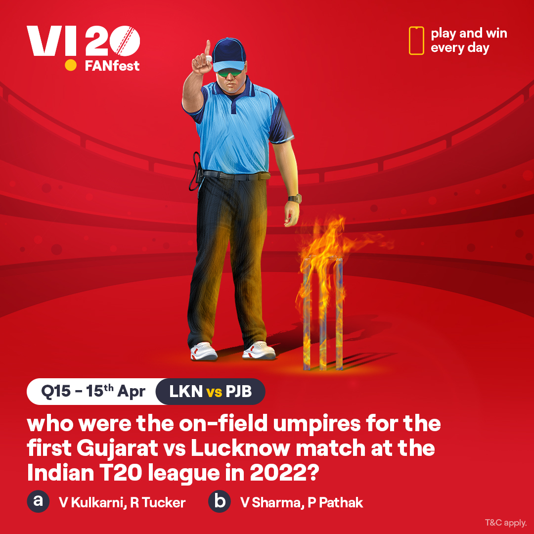 Here’s your chance to win the hottest prizes. Comment #Vi20FANFest with the right answer to all the questions today and stand a chance to win big – a📱every day. The one who gets the most questions right this season will get 2 tickets to the finale. #ContestAlert #Cricket