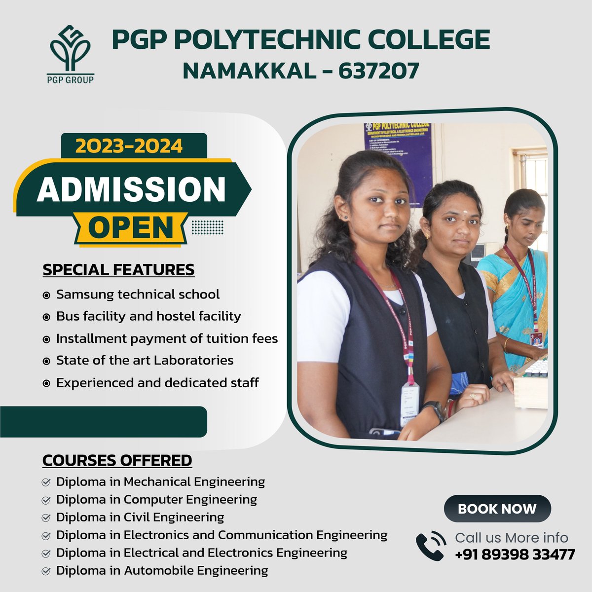 pgpcollegenkl's tweet image. Gear up for a hands-on learning experience! 

Join PGP Polytechnic College for an exciting academic journey that blends theory with practical.
Admission for 2023 is open
Contact 📞 8939833477

#PGPpolytechnic #AdmissionsOpen #HandsOnLearning #CareerGoals #PolytechnicEducation