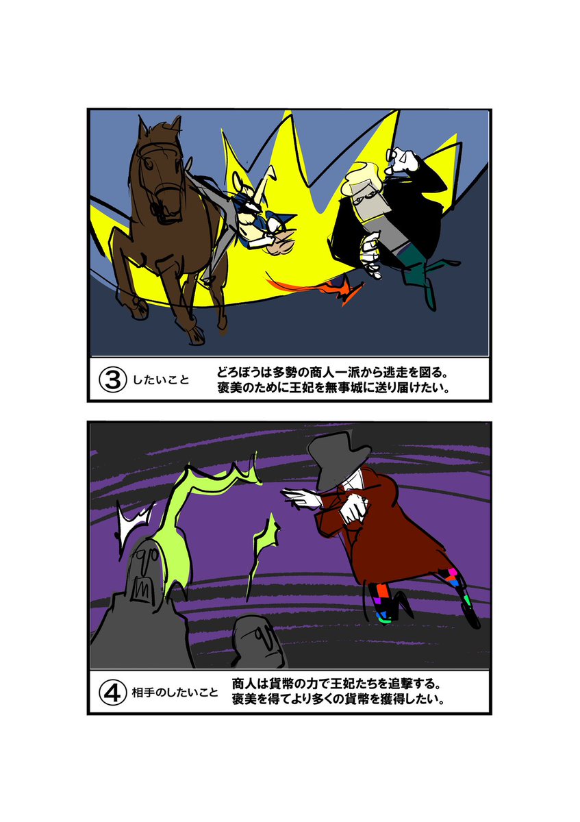 どろぼうレインボウ貨幣編（第二話）。概要版。64ページを想定。

#イラスト #どろぼうレインボウ #貨幣編 https://t.co/d2nKRxQnkM