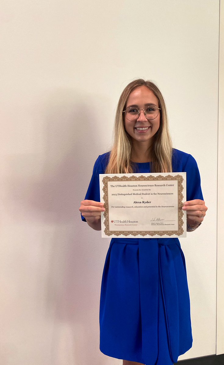 Alexa Ryder MD, MBA (@alexa_ryder17) on Twitter photo Honored to accept the Distinguished Medical Student in the Neurosciences award from the UTH Neuroscience Research Center. Thank you to the NRC and my mentors! Specifically thank you to <a href="/ArgyStampasMD/">ArgyStampas_MD</a> for his support, encouragement, and showing me the research ropes Honored to accept the Distinguished Medical Student in the Neurosciences award from the UTH Neuroscience Research Center. Thank you to the NRC and my mentors! Specifically thank you to <a href="/ArgyStampasMD/">ArgyStampas_MD</a> for his support, encouragement, and showing me the research ropes