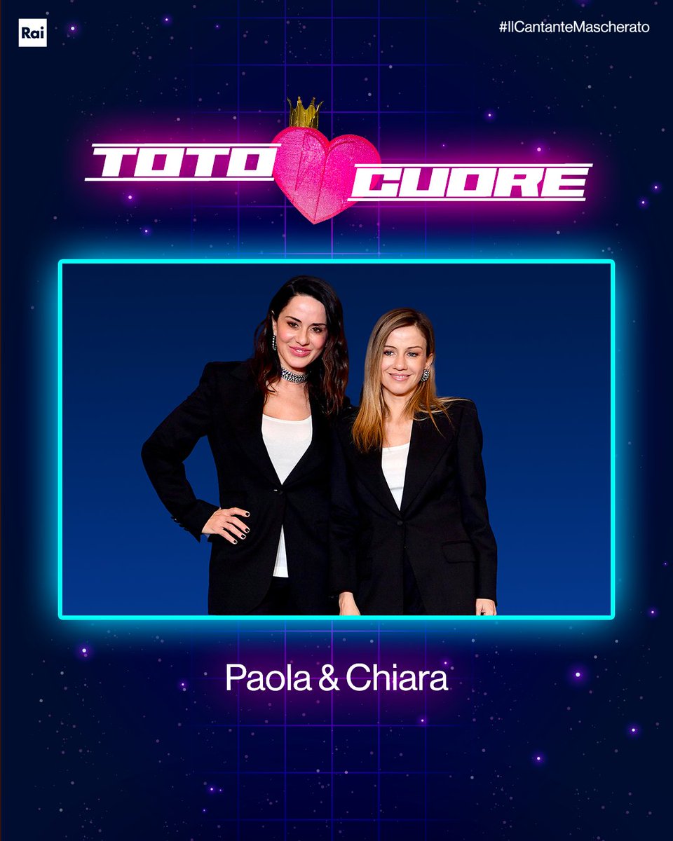 IlCantanteRai1's tweet photo. ❤️ #totoCUORE ❤️ #PaolaeChiara si nascondono sotto la maschera #icmCUORE di questa sera? Metti like e commenta il tuo pronostico! #IlCantanteMascherato #icm2023 https://t.co/b5ssnL7BXx