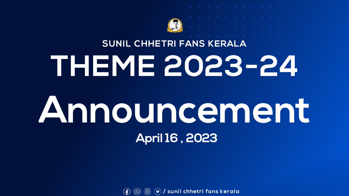 ChhetriFanskl's tweet photo. Official Theme 2023-24.
April 16 . 2023
#sunilchhetri #indianfootball #scfkl #bengalurufc https://t.co/spLHnXfZnV
