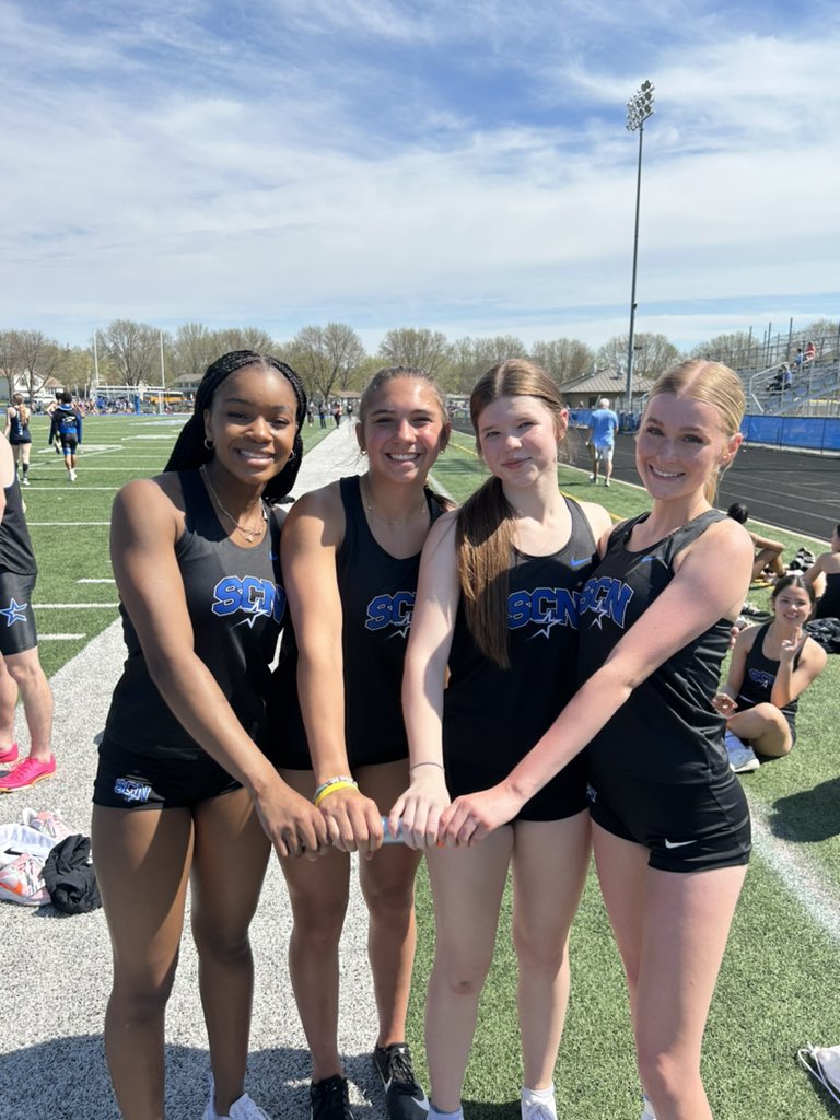 SCNGirlsTF's tweet photo. Clayton, Liszka, Nicastro, &amp; Zeimen place 2nd at the VanDeveer Relays! https://t.co/cpEwwW45L5