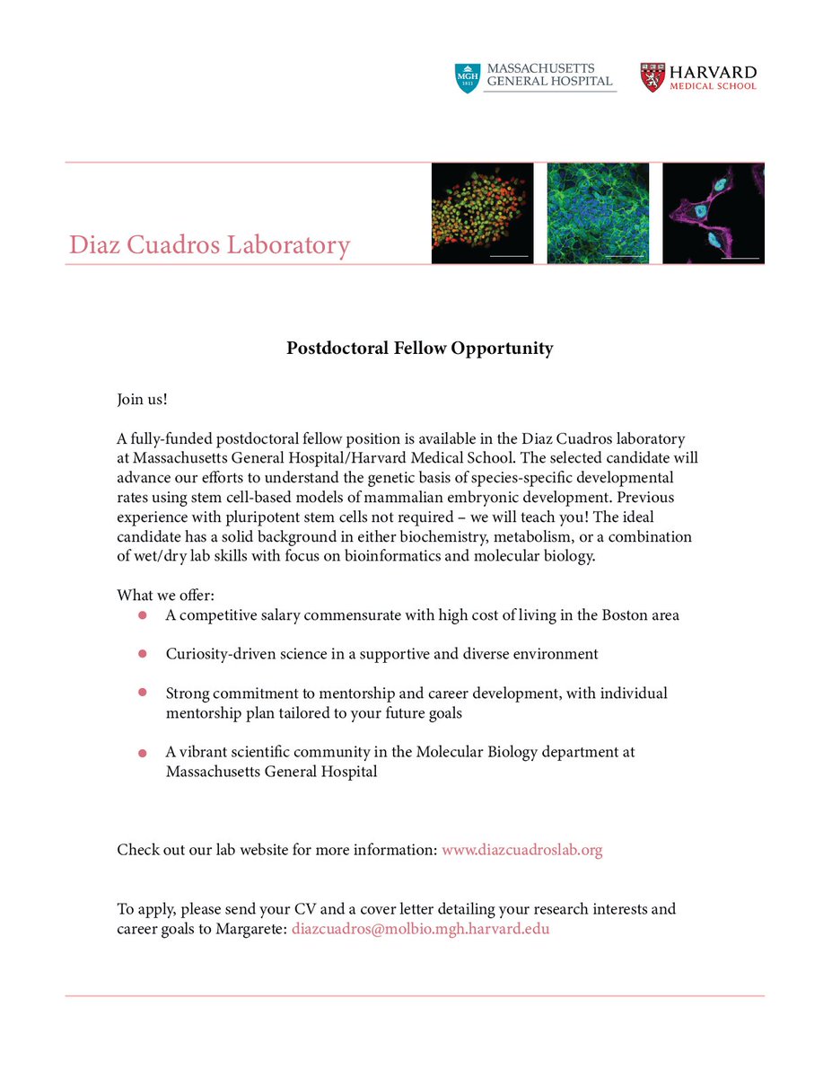 Please spread the word! We are recruiting a partner in crime (a.k.a. postdoc) to drive forward our research program on species-specific developmental rates. 

Check out the lab website or reach out to me directly for more information: 
diazcuadroslab.org