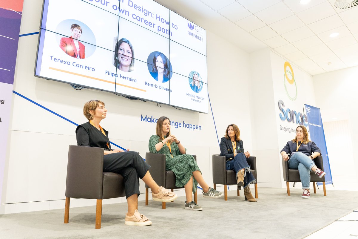 GeekGirlsPT's tweet photo. The big panel discussion of the conference explored "Career Design: How to Build Your Own Career Path"! 

It was a lively and insightful discussion that gave us a lot of food for thought. 👏

#g2pt #g2ptconference #geekgirlsconference23

[📸 by https://t.co/0thklX3y5L] https://t.co/nlmwwCem4i