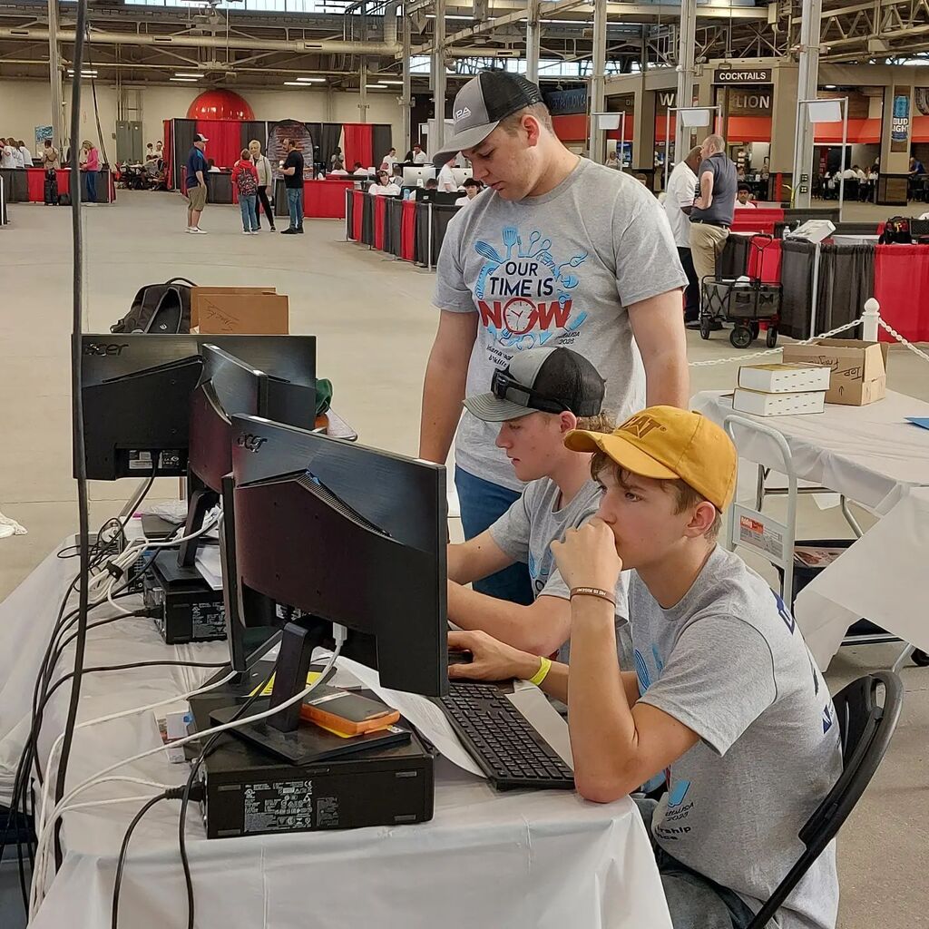 Area18Machining's tweet photo. William, Mark, and Keaton did a great job at the 2023 Indiana SkillsUSA State Automated Manufacturing Technology contest today at the Indiana State Fairgrounds. Awards ceremony start at 4pm! https://t.co/XpnXKVPbfQ https://t.co/aagdXPJcG3
