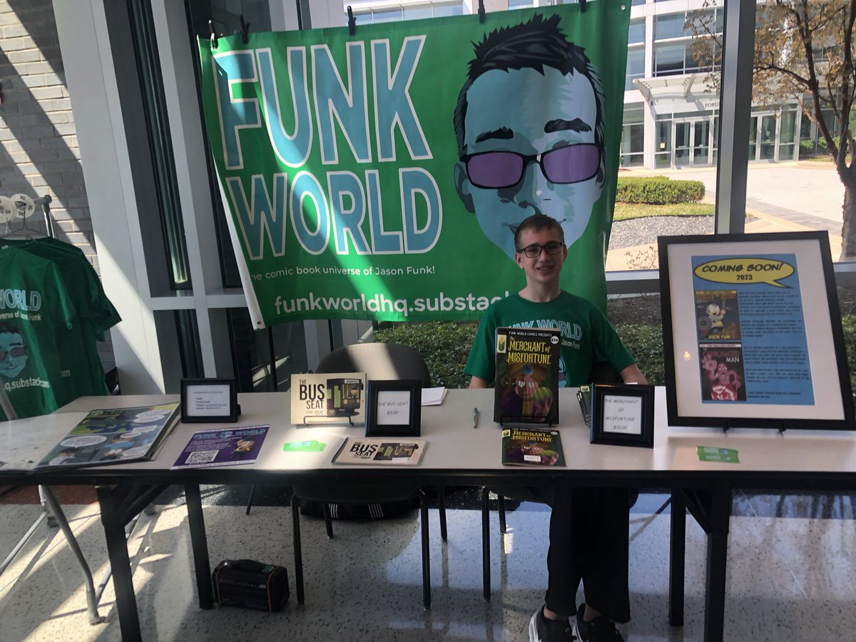 funkworldhq's tweet photo. Doors open at 1:00 at the #heplauthorfair! I’m in the lobby to the right! @HamiltonEastPL https://t.co/gIJqyHCZso