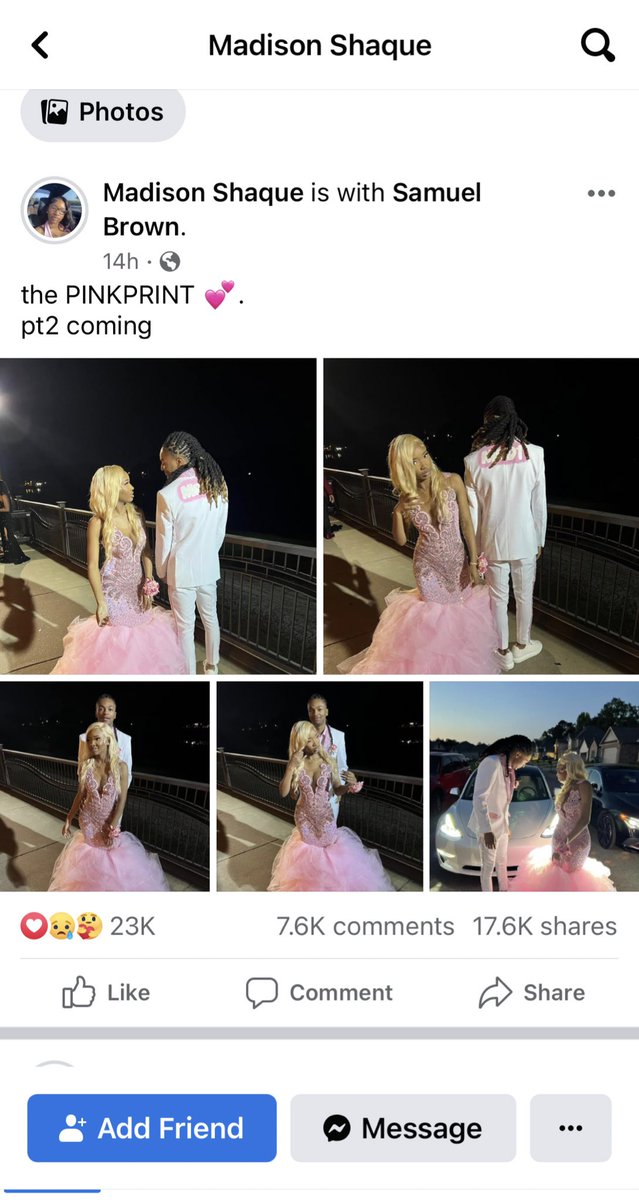 SikiraT's tweet photo. Wow this young alabama couple died in a car accident after prom less than 24 hours ago. Sad ! i hope it had nothing to do with Tesla malfunctions smh. Rip 💔smfh😢 #MadisonShaque #SamuelBrown #RiP 👑💕👑 https://t.co/6c4mLoOjEy