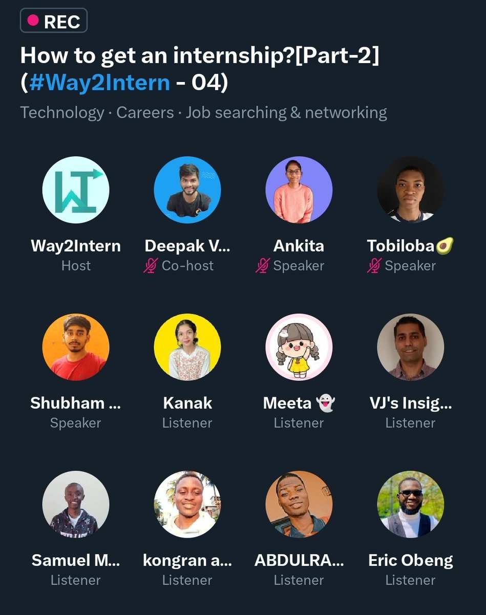 Way2Intern's tweet photo. Thank you to all the speakers and listeners for tuning into the 4th internship space of #Way2Intern 🥳

Co-host : 
@Deeqakkk
 
Speakers: 
@shubhamku044
@toby_solutions 
@Ankita50663278
@vjsinsights
@velpcode

Space Recording >  
https://t.co/9PZnvH0gVb https://t.co/LFk6WSkBWo