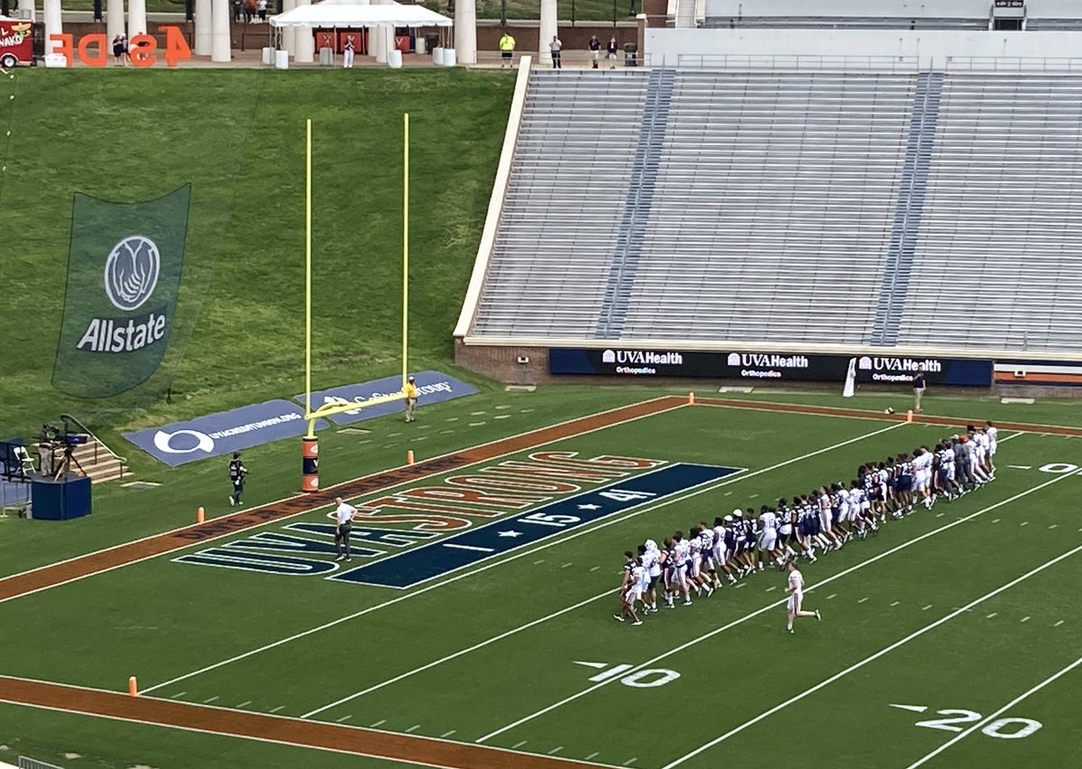 StillMikeBarber's tweet photo. #UVA end zone honoring shooting victims Devin Chandler, Lavel Davis Jr. and D’Sean Perry for today’s spring game. https://t.co/kjdbvpRUZc