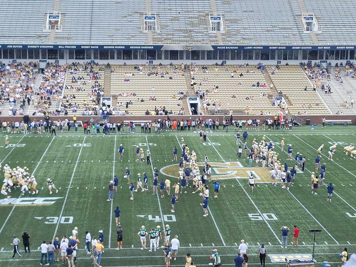 Here at the GT Spring game.  Hopefully,  the start of the programs return to GreaTness!!  Let's Go Jackets!!! @CoachBrentKey <a href="/GeorgiaTechFB/">Georgia Tech Football</a>