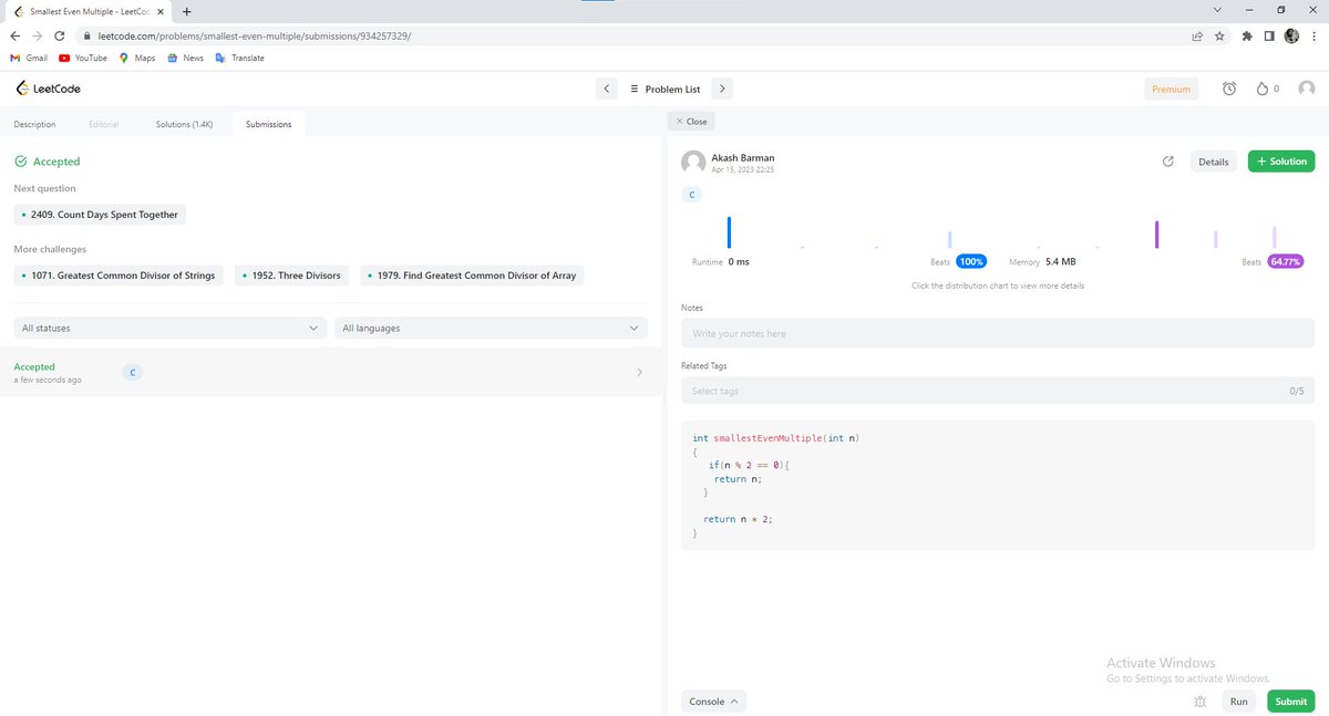 iakashbarman's tweet photo. Hello Folks,
I have completed #Day11 of #25DaysofCode Program with @scaler_official

Question: Smallest Even Multiple
My Code: https://t.co/9IjkhK1uvi

Scaler discord link: https://t.co/GgtlbVnUAh
Partner: @protyushastwt

#scalerdiscord #codewithscaler #scaleracademy #scaler30doc https://t.co/dujYDyuQtZ