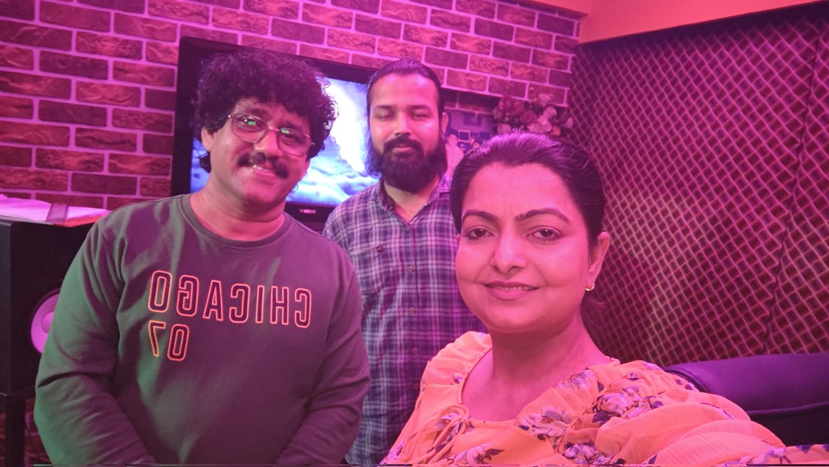 Recorded 6 songs for #BabaDevotional today. It was wonderful working with Music Director #VishnuNarayan & Recordist #Amit at #MoryaPictures studio in #mumbai