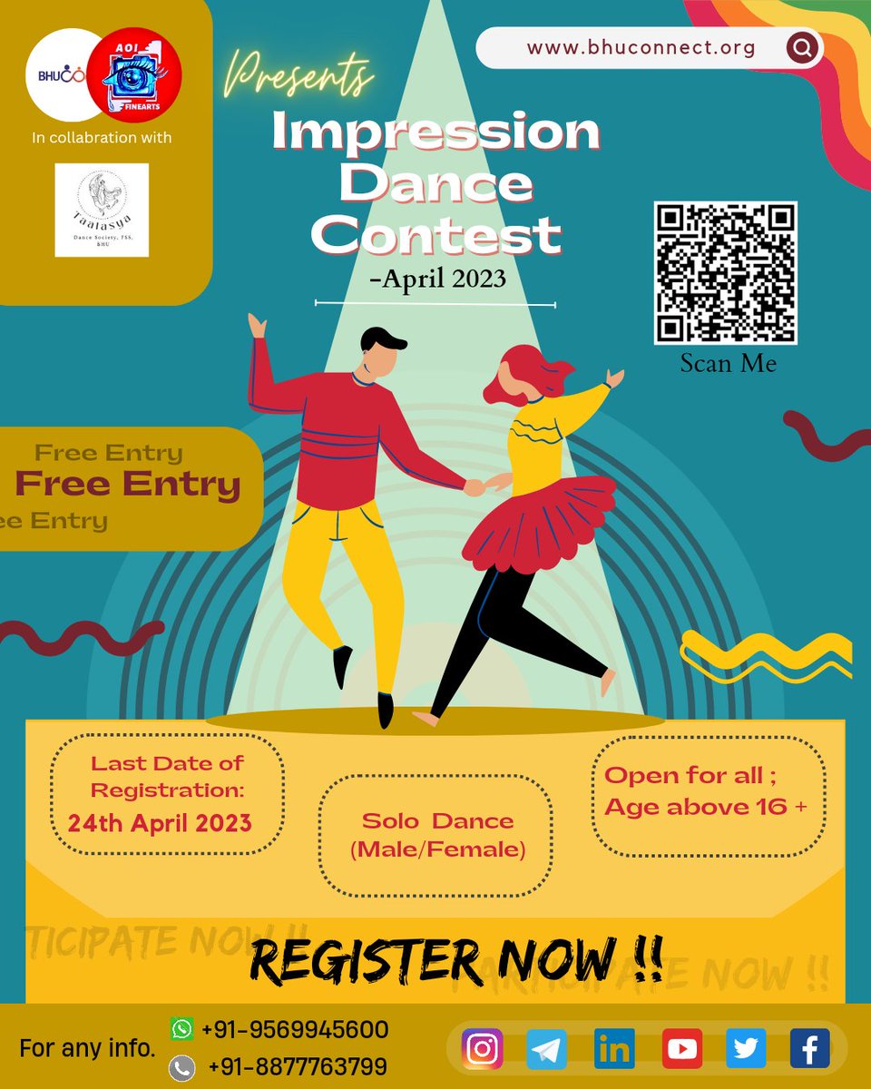BHU_Connect's tweet photo. If you love like and know how to dance so here is a contest for you with Rs=0 Rupees registration fee  so come fast🏃‍♂️🏃‍♀️ and register yourself by given link 

https://t.co/roqWZc2KyZ https://t.co/zCZX9ecQPU