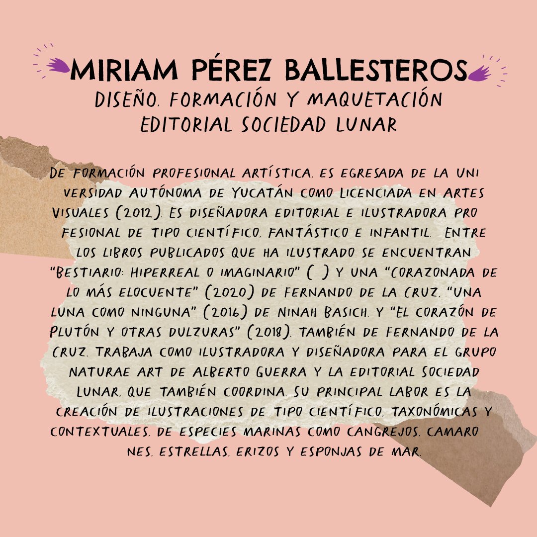 RedMedeas's tweet photo. El acompañamiento que tuvimos y seguimos teniendo con la editorial Sociedad Lunar ha sido y es invaluable 🍃 Te presentamos  Miriam que realizó el diseño, la formación y maquetación de #MujeresEscribiendoMujeres https://t.co/8WYVBQNUNZ